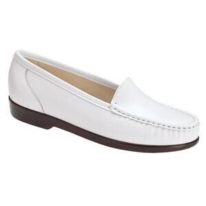 SAS Simplify Leather Slip On Orthopedic White Loafers Sz 8 Made in USA